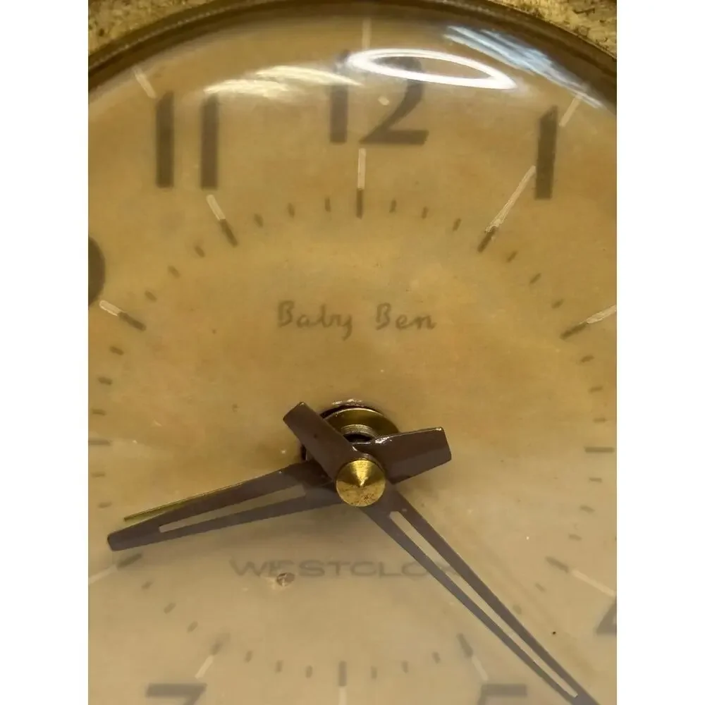 Vintage Westclox Baby Ben Alarm Clock Round Brass Trim 1960s Retro RUNS